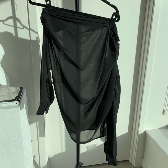 NWT Black Sheer Off the Shoulder Top - Picture 4 of 5